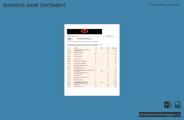 Saudi British Bank Geschäftskontoauszug – Beispiel-Word- und PDF-Vorschau
